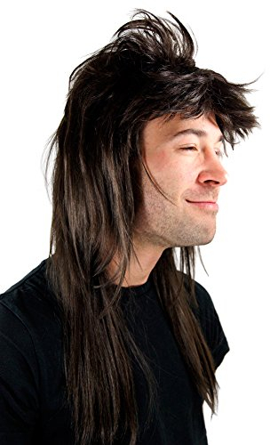 WIG ME UP - 20781-4 Dunkelbraune Perücke, Vokuhila, Typ Mullet, Prolet, Wig