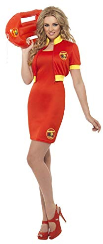 Smiffys Rettungsschwimmer-Kostüm Baywatch, Rot, mit Kleid & Jacke