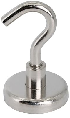Ferrite Clamping Magnet with M6 Hook for Hanging, Holding or Displaying Items - 32mm Diameter x 45mm High - 5.8kg Pull - North - Pack of 20