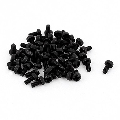 Sourcingmap M2 x 4mm Nylon Phillips Cross Pan Head Machine Screws Black 50 PCS