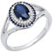 Dazzlingrock Collection Verlobungsring aus Sterlingsilber mit blauem Saphir und rundem weißem Diamant im Rund- und Ovalschliff, Sterling Silber, Blauer Saphir
