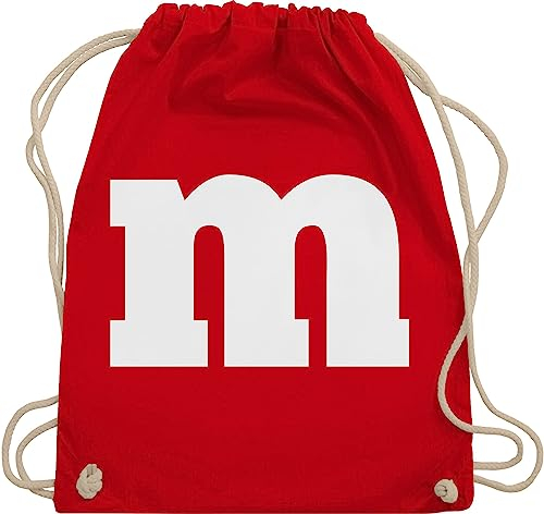 Turnbeutel Rucksack - & Fasching - Taschen - M Aufdruck Karneval I M&M Schokolinse I MM Fastnacht I Fasnacht I Fasnet - Unisize - Rot - wurftaschen karnevalsbeutel faschings m& beutel kamellebeutel