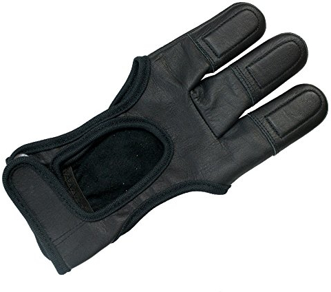 elToro Schießhandschuh Ebony (L Large) - aus weichem Leder – klassischer 3-Finger-Handschuh für Bogenschießen – atmungsaktiv, doppelt verstärkt, mit Klettverschluss und Druckknopf