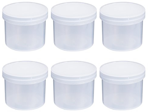 rosenice 6 Stücke 250ml Transparent Dosen Tiegel, Kunststoff Vorratsbehälter mit Schraubverschluss für Gewürze Kosmetik Lagerung