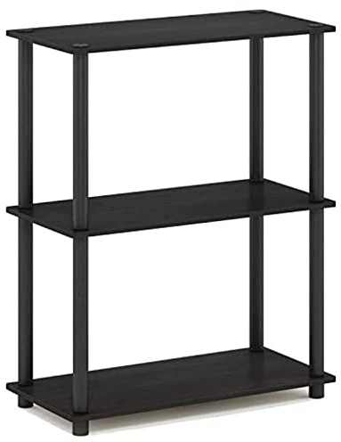 Furinno 3-Ebenen kompaktes Mehrzweck-Regal, holz, Espresso/Schwarz, 75.18 x 59.94 x 29.46 cm
