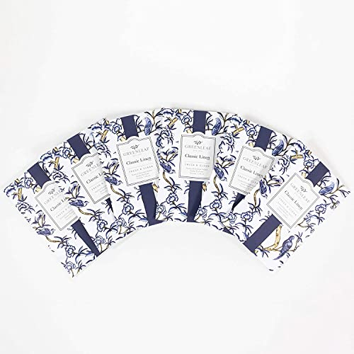 Greenleaf Classic Linen Duftsäckchen, groß, 6er-Pack, für Schubladen, Schränke, Bettwäsche, Lufterfrischer-Duftbeutel, sauberer Baumwollduft, langlebig