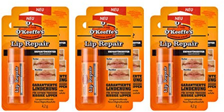 O'Keeffe's Lip Repair UNPARFÜMIERTER Lippenbalsam, 6er Pack (6 x 4,2 g)
