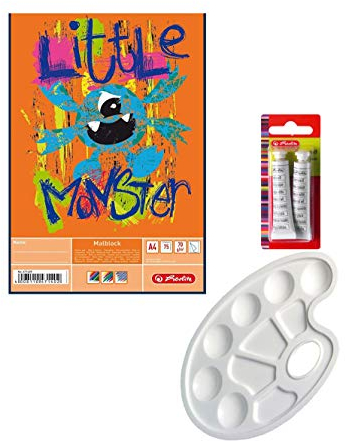 Herlitz Deckweiß, 2 Tuben a 7.5 ml (Deckweiß + Mischpalette + Malblock)