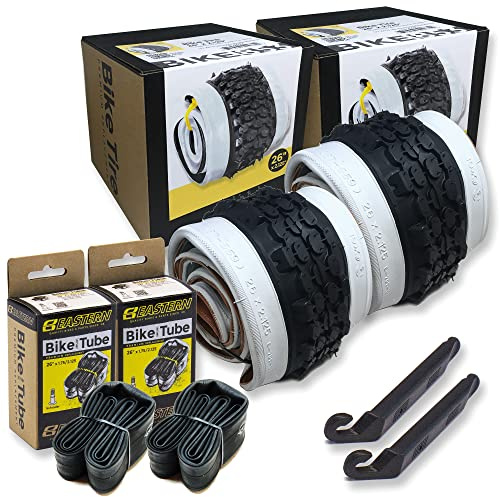 Eastern Bikes Classic White Wall Tires for Your Cruiser Wheels and Beach Cruiser Bike Accessories. 26 x 2.125 White Wall Bicycle Tires. with or Without Tubes. 1 or 2 Pack. (2 Tires - No Tubes)