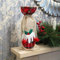 SHATCHI Wine Bottle Liquor Cover Bag with Drawstring Printed Pattern Burlap Hessian Linen Novelty Dinner Table Decorations-Reindeer/Snowman/Robin/Christmas Pudding, 15x35cm