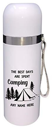 Personalised 'Camping' Reusable Hobby Thermal Flask (White) (350ml)