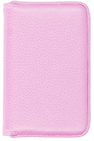 AUNMAS Visitenkarten-Halter, 10,3x6,5x2cm PU-Leder-Namenskartenetui Visitenkarten-Organizer mit magnetischer Schnalle für Büroleiter(Rosa)