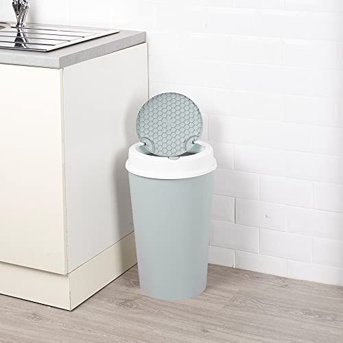 Poubelle de recyclage ronde en plastique avec couvercle à deux sens (bleu sarcelle, 25 l)