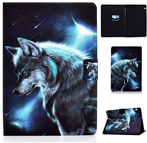 Rostsant Funda Huawei Mediapad T5 10 Carcasa Cuero de PU para Huawei T5 Billetera Función de Soporte Caso Protectora para Tableta pour Huawei Mediapad T5 10.1 Pulgada 2018 Lobo