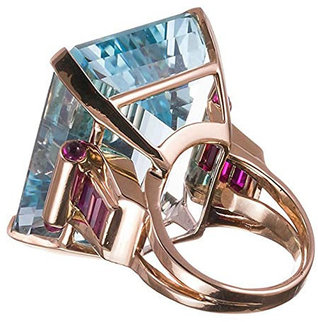 ZXCM Grandi Anelli di Colore Oro Rosa zircone cubico in Pietra per Le Donne Anello di Moda Regalo di Moda Gioielli Moda