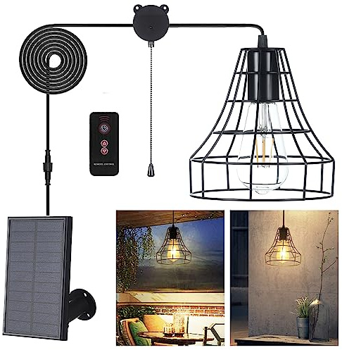 GOSUNWEY Solar Pendant Lights Outdoor Indoor with Remote, Chicken Coop Lights Solar Powered Shed Light with ON Off Switch,Solar Indoor Lights for House Garage Greenhouse Patio Barn Storage