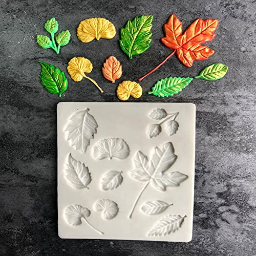 Silikonform mit Blättern, Rose, Blume, Fondant, Kuchendekoration, Werkzeug, Zuckerwerk, Süßigkeiten, Harz, Ton, Schokolade, Blütenpaste, Formen (15,4 x 13,4 x 0,6 cm)
