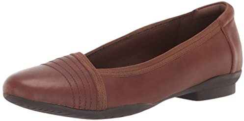 Clarks Women's Sara Erin Ballet Flat, Tan Leather, 4.5 UK
