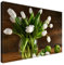 Estika Leinwand bilder - Weiße Tulpen in Glasvase - 60x40 cm, 1 teilige kunstdruck - Wandbilder wohnzimmer, schlafzimmer, Moderne wanddeko, Bild auf leinwand - Blumen bilder - 2246A_1E