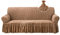Qubjus Stretch Sofa Slipcover Couch Sofa Covers Washable Furniture Protector Sofa Bed Cover with Elastic Bottom and Skirt for Kids Pets (Brown, Large)