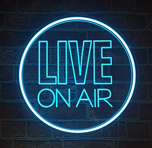 NOXTROND Live On Air Neonlichtschild, rundes USB Powered On Air Led Neon Wandkunst Schild, dimmbares Live On Air Streaming LED Schild für Tiktok, Spielzimmer, Studio Dekoration (Eisblau)