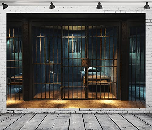 Loccor Prison Backdrop 10x8ft Fabric Jail Cell Backdrop Forbidden Room Photography Background Murder Mystery Party Mugshot Crime Theme Party Birthday Events Decorations YouTube Video Photo Booth Props