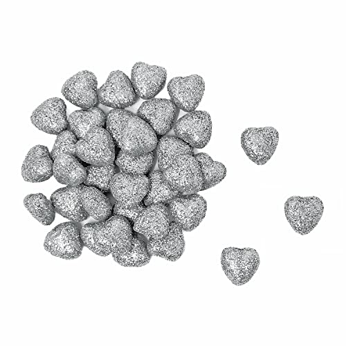 Oblique Unique® Styropor Herzen Glitzer Streudeko als Tischdeko für Weihnachten Weihnachtsdeko zum Basteln mit Kindern DIY (Silber)