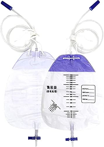 Sacchetti per catetere, sacchetti per urina per uomini e donne, 1500 ml, sacchetti per drenaggio anti-reflusso, 5 pezzi