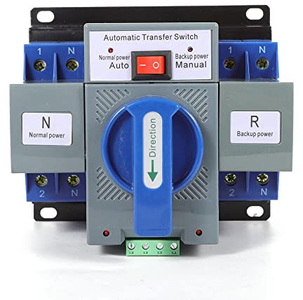 Dual Power Automatischer Transferschalter AC 400V 4P/2P 63A ATS PC Hutschiene Notstrom Netz Umschalter Lastumschalter für Kommunaler Strom Aufzug Überwachung Brandschutz (2P/63A)