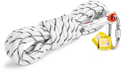 HAMIMI kletterseil Outdoor-Seil sicherungsseil Nylon Statisches Seil Rettungsseil Hochfestes Seil mit 2 Stahlhaken für Arbeiten in der Höhe/Feuerleiter/Abseilen/Sport Camping usw,11mm-80m