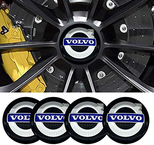 DSFG 4pcs 56MM 2,2 ' 'Auto-Logo-Aufkleber mit Räderabdeckung mit zentraler Abdeckung ABS-Material (fit Volvo Schwarz)