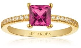 Sif Jakobs Jewellery Damen-Damenring 925er Silber Farbstein 52 Gold, Rosa 32024002