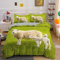ENFETE Bettwäsche 135x200 Schaf Bettwäsche-Sets Tiere 3D Druck Bettbezug Gras Weiche Mikrofaser 3 Teilig Bettbezüge mit Reißverschluss und 2 Kissenbezug 80x80cm