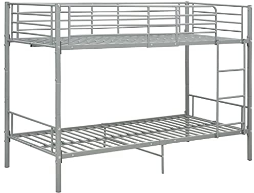 KOIECETA Etagenbett Kinderbett Hochbett Metallbett Bett Stockbett Bettgestell Doppelstockbett Schlafzimmer Kinderzimmer Metall 90x200cm (Grau)