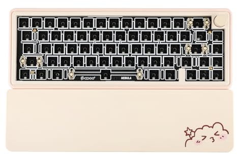 EPOMAKER CIDOO Nebula 65% Mechanical Keyboard Kit with Wrist Rest, VIA Programmable Wireless Barebones Kit, Pre-assembled,Bluetooth/2.4Ghz /Type-C,NKRO, with FR4 Plate, for Win/Mac (Pink)
