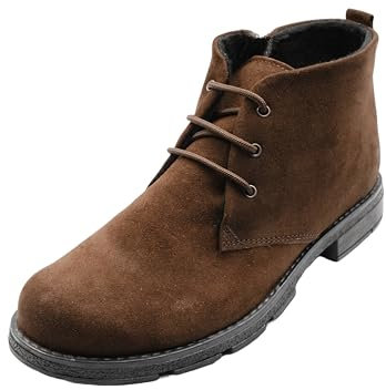 Kristian Shoes 2210 Botas Mujer Invierno Cuero Nobuck - Botines Mujer Acolchado Cálido con Cierre de Cordones y Cremallera, Ideal para Invierno - Comodidad y Estilo en Cada Paso Marrón 39