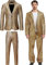 iksya Herren 2 Teilige Disco Blazer - 70er 80er Glänzende Jacke und Hose Metallic Paillettenanzüge Discokugel Party Karneval Kustüm Hochzeit Glänzender Anzug (Color : Gold, Size : L)