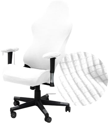 Highdi Funda para Silla de Gaming Juego, Jacquard Elástica Funda para Silla Oficina de Ordenador para Gaming Chair Silla Oficina Giratoria, Antideslizante Antirasguños (Blanco)