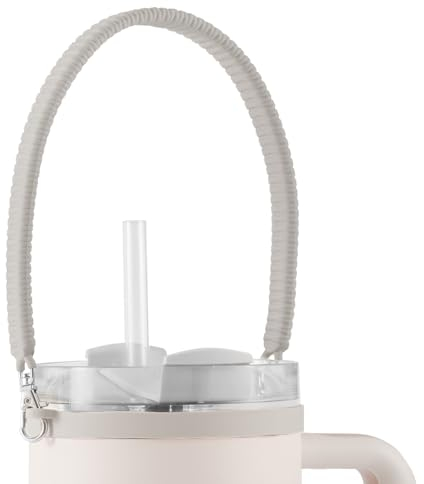 Water Bottle Handle Attachment for Stanley, Silicone Water Bottle Holder with Strap Portable Water Bottle Sling Carrier on Top, Lanyard Accessories for Most 8-40oz Cups (Grey)