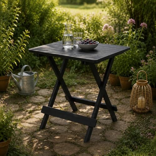 Maury's Tavolo da Giardino in Plastica: Moderno, Resistente ed Adatto anche per gli Interni.Facile da Riporre e Perfetto per gli Spazi Esterni. (Antracite, Tevere Pieghevole-80x72xh70 cm)