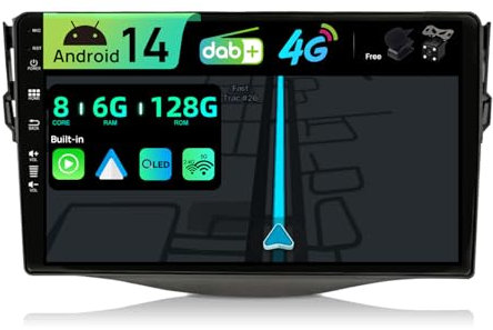 BXLIYER -[Eingebaut 4G DAB]- 6G+128G - Android 15 Autoradio für Toyota RAV4 (2007-2012) - Kabellos Carplay/Android Auto - Kamera + MIC - IPS 9 Zoll 2 Din - Lenkradsteuerung Fast-Boot 360-CAM HDMI DSP