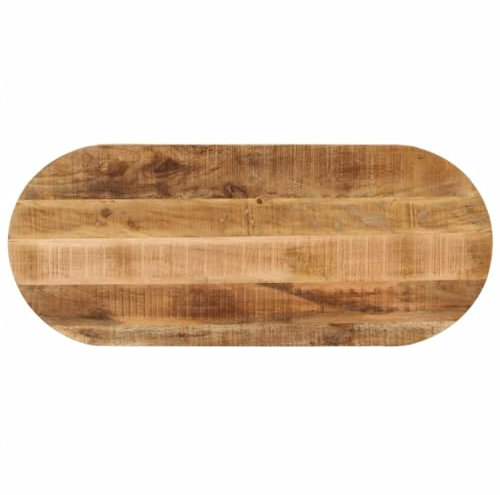 vidaXL Tischplatte, Holzplatte für Tisch Esstisch Couchtisch, Ersatztischplatte Massivholzplatte, 80x40x3,8cm Oval Raues Massives Mangoholz