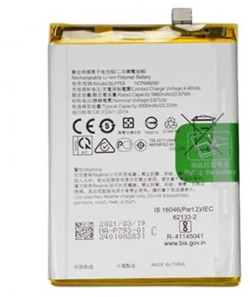 Genérico Bateria Interna BLP793 Compatible para Realme 7i C11 C12 C15 NARZO 30A 6000mAh
