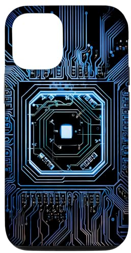 Carcasa para iPhone 12/12 Pro Placa base Microchip Circuito Negro IT Fondo de computadora