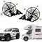 Longivia® 2 Stück Kompass Aufkleber verschiedene Größen (27x21cm oder 40x32cm) für Camper Wohnmobil Auto - Windrose Autoaufkleber mit Berge – Offroad 4x4 Sticker (Schwarz)