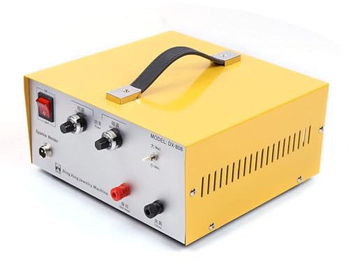 ZIXIAOS 500w 110v Portable Yellow Jewelry Spot Welder, Dx-808 80a Pulse Sparkle Spot Welder with Pedal Switch & Hand-Held Welding Gun, Electric Soldering Machine Spot Welder Welding Machine