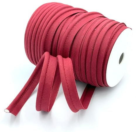 Craft Cult Medium 14mm Wide Plain Piping Bias Binding Piped Trim - 25 Metre Roll (32 - Burgundy)