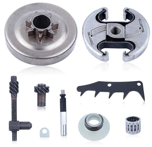 Gubeter Kupplung Kit für Husqvarna 445 445E 445II 450 Motorsäge, mit Kettenrad, Kupplungstrommel und Kettenspanner, Kettensägen-Ersatzteile