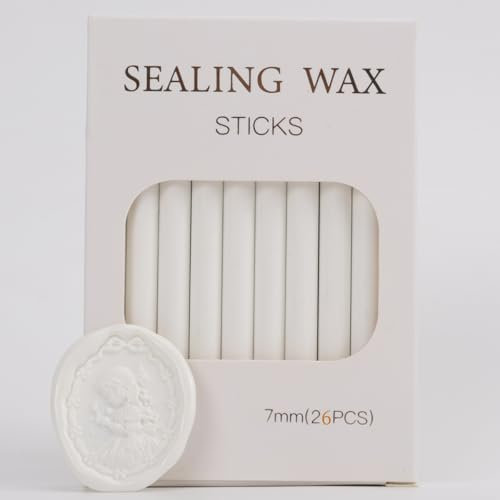 Ivory White Wax Seal Sticks, Atopbb 26 Pieces Glue Gun Wax Seal Sticks for Wax Seal Stamp, Mini Wax Seal Gun Sticks for 0.28 Inch Glue Gun Wedding Invitations (Translucent)