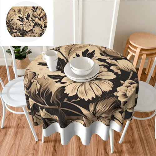 KHiry Tischdecke, rund, 152,4 cm, Kay Salbei, Tuschemalerei, waschbar, knitterfrei, Tischdecke für Küche, wasserdicht, dekorativer Stoff für Camping, Picknick